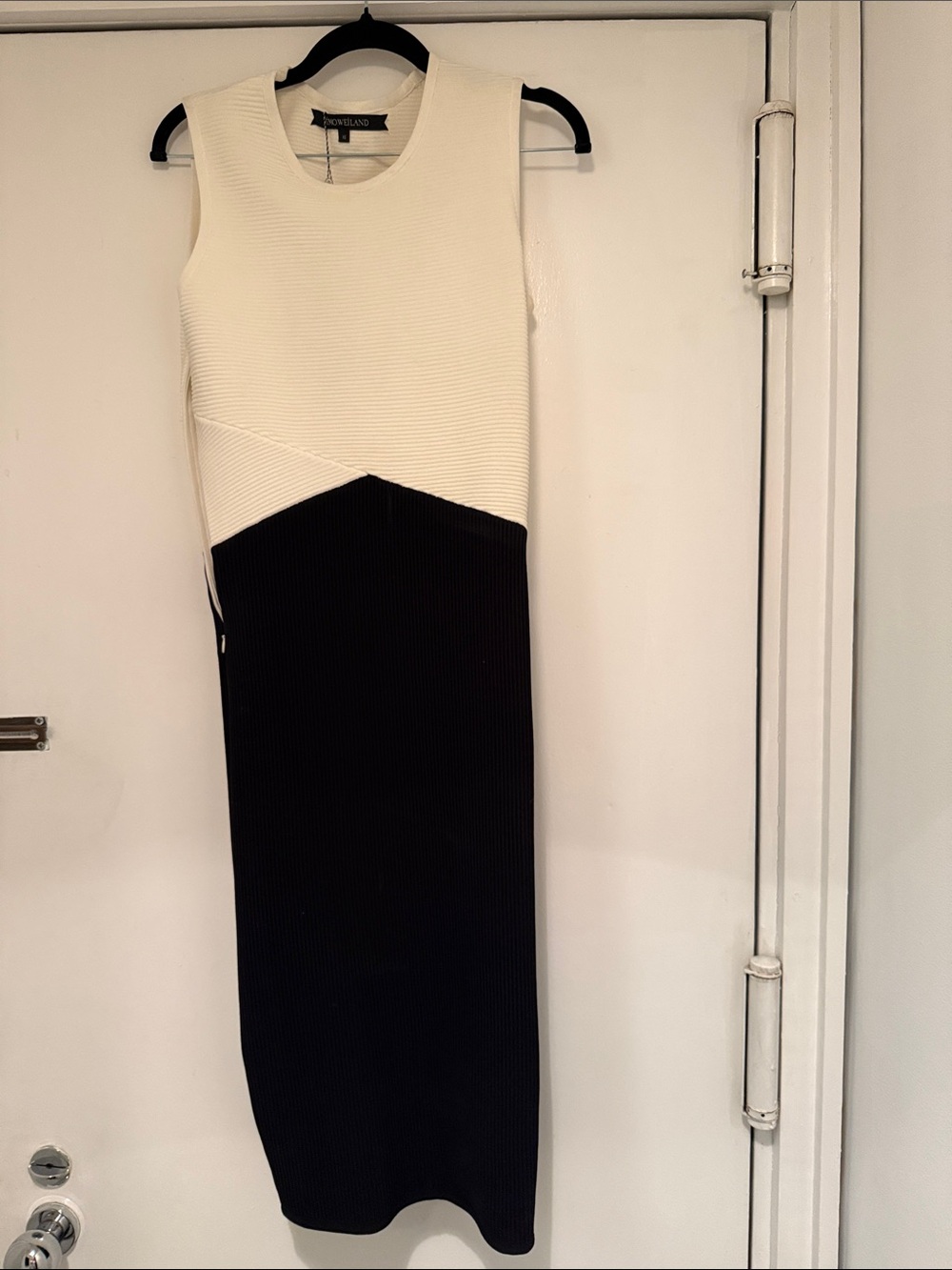 Timo Weiland Two-Tone Sleeveless Midi Dress in White and Black